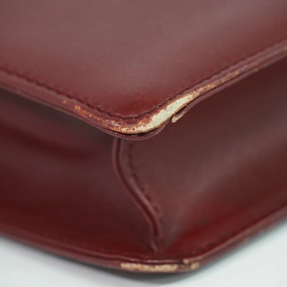 Cartier Must Leather Shoulder Crossbody Bag Bordeaux Gold - Picture 3 of 15